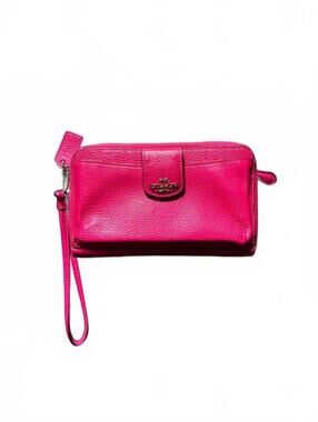 Coach Hot Pink Pebbled Leather Wristlet